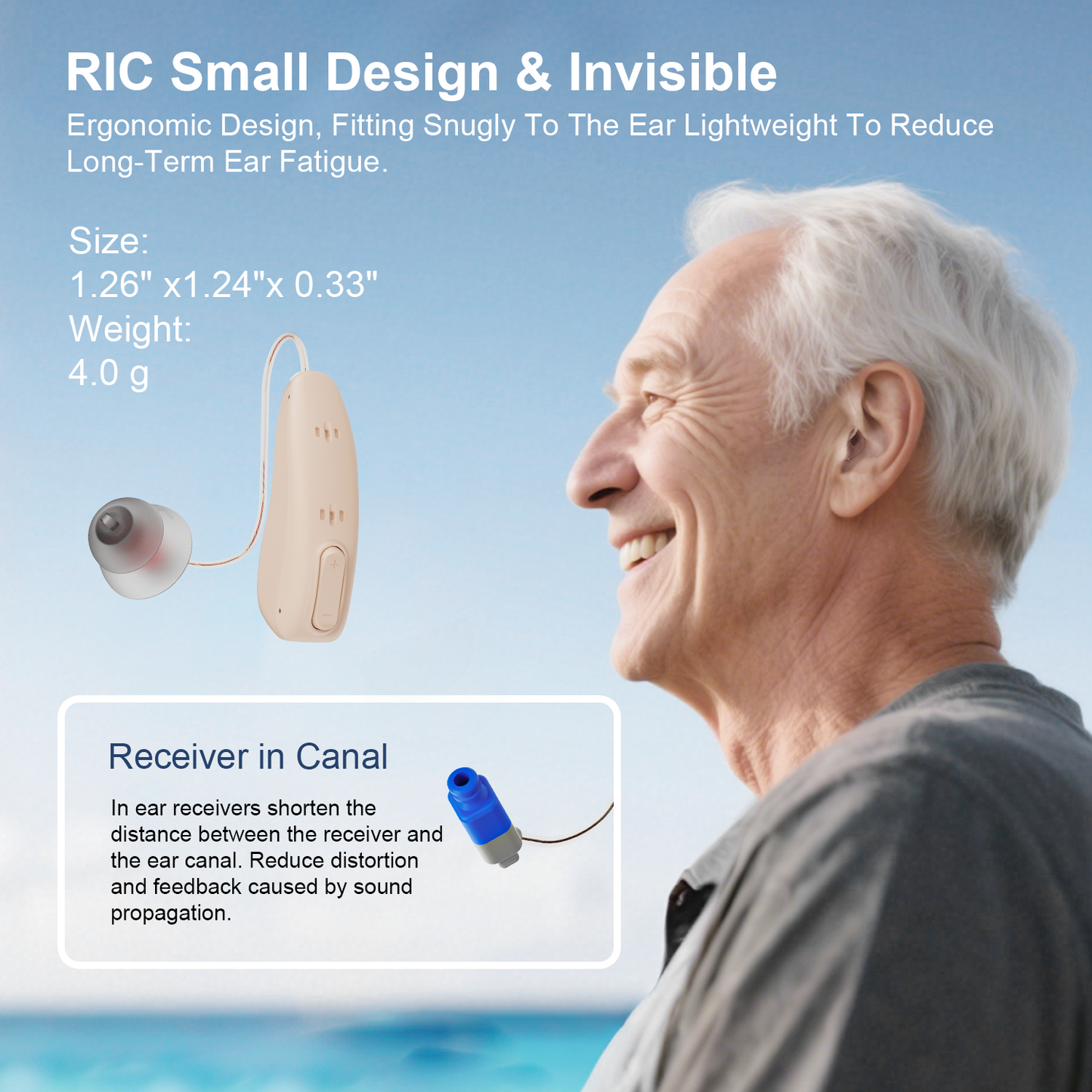 OTC Bluetooth Hearing Aids for Seniors, Rechargeable Behind-the-ear with App Control & Fitting, 16-Channel Noise Reduction, 96H Charging Case